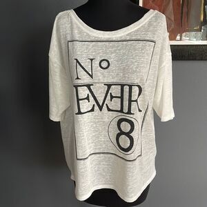 Ltb Jeans white linen-texture graphic dropped shoulder short sleeve tee. Medium.